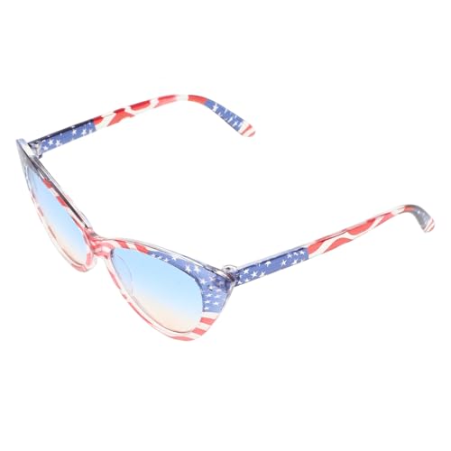 CLISPEED Patriotische Katzenaugen Sonnenbrille Damen mit Flaggen Design UV Schutz Langlebiges PC Material Lustige Of July Party Accessoires Stylische Schmale Sonnenbrille von CLISPEED