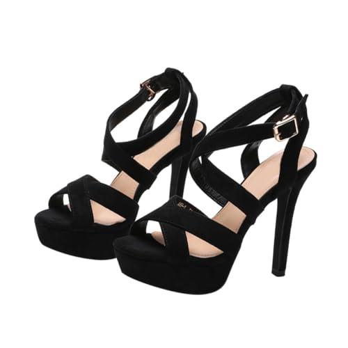 CLISPEED Peep toe High Heels Damen Sommer Sandalen Elegant Hoher Absatz Rutschfeste Sohle Modisch Schwarz Für Party Freizeit Festveranstaltungen von CLISPEED