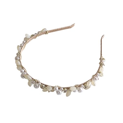 CLISPEED Perlen Haarreif Damen Haarschmuck mit Kristallblättern Französisches Design Eleganter Haarreifen für Partys Cosplay und Alltag Headwear Accessoire von CLISPEED