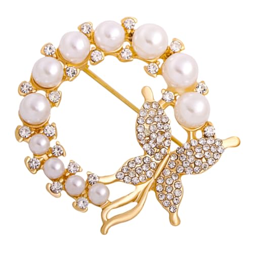 CLISPEED Perlen Schmetterling Brosche mit Strassbesatz Modische Anstecknadel für Damen und Mädchen Elegantes Schmuck Accessoire für Kleid Pullover und Mantel für Hochzeit und Alltag von CLISPEED