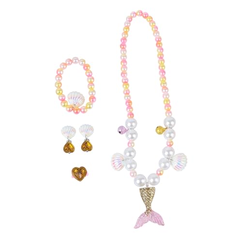CLISPEED Perlen Schmuckset Teilig Meerjungfrau Halskette Armband Ring Accessoire Süßes Design Farbenfroh für Mädchen Party Alltag von CLISPEED