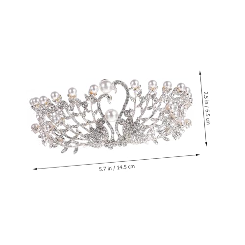 CLISPEED Perlenbesetzte Strass Diadem Krone Braut Haarschmuck Hochzeits Accessoire Weiß Schmuck Kopfschmuck für Damen Party Festlicher Anlass von CLISPEED