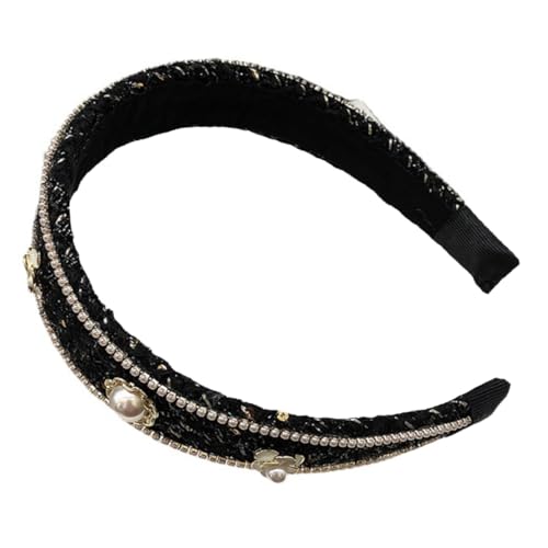 CLISPEED Perlenstirnband Damen Breit mit Strasssteinen Elegant Modisch Verstellbar Komfortabel für Alltag Party Geeignet von CLISPEED
