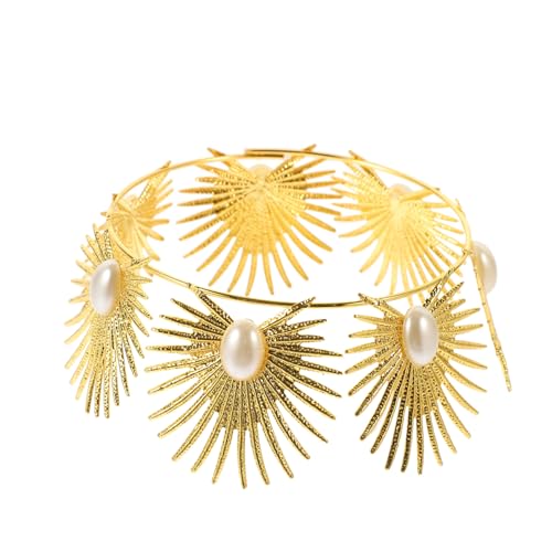 CLISPEED Perlverzierte Goldene Krone Haarschmuck für Party und Shower Dekorativer Cake Topper Eleganter Kopfschmuck für Geburtstag Brautdusche und Festliche Anlässe von CLISPEED