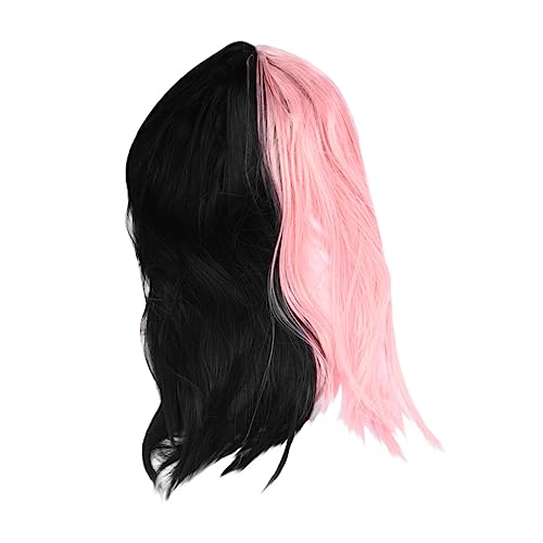 CLISPEED Perücke Für Damen Lange Glatte Haare Farbverlauf Von Schwarz Zu Rosa Haarschmuck Für Halloween Kostümpartys Konzerte Und Andere Anlässe von CLISPEED