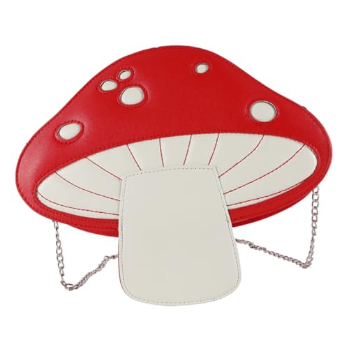 CLISPEED Pilzförmige Damenhandtasche mit Verstellbarem Riemen Leichte Crossbody Schultertasche mit Handyfach und Vielseitigen Fächern Kompakt und Robust für Alltag und Reisen Rot von CLISPEED