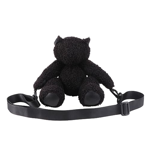 CLISPEED Plüsch Bär Umhängetasche Damen Verstellbarer Schultergurt Weiche Cartoon Kleine Tasche Stylische Mode Schultertasche für Alltag Geschenk von CLISPEED