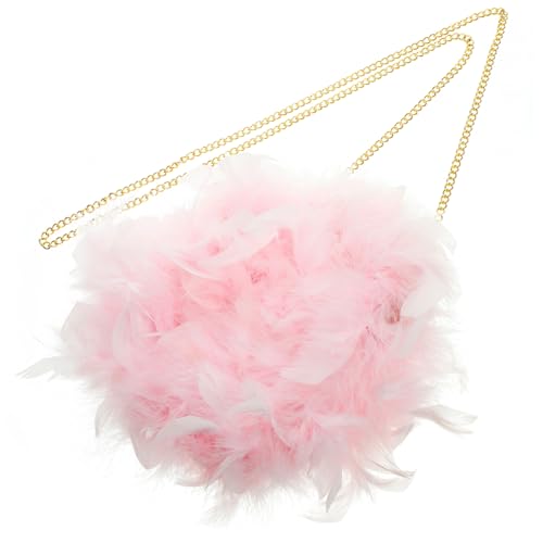 CLISPEED Plüsch Crossbody Bag Damen Messenger Bag mit Perlenkette und Verschluss Weiche Umhängetasche in Rosa Modische Schultertasche für Alltag und Party von CLISPEED