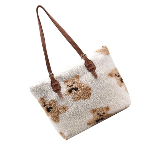 CLISPEED Plüsch Damen Schultertasche Große Kapazität Weiche Tote Bag Vielseitig als Handtasche und Umhängetasche für Alltag Einkauf Reise von CLISPEED