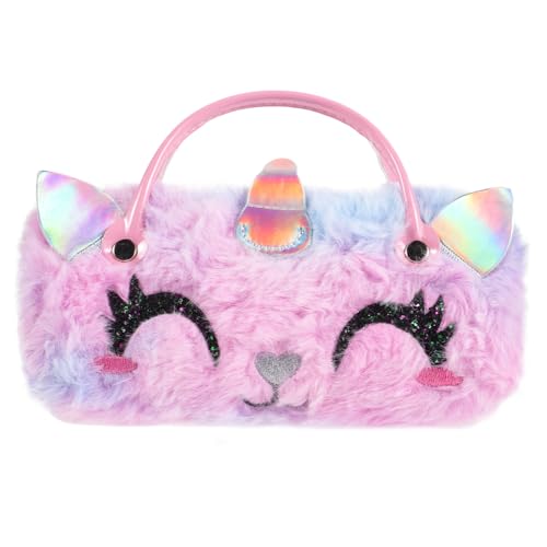 CLISPEED Plüsch Einhorn Brillenetui Mädchen Tragbar mit Griff Stoßfest Reise Brillenhalter Niedlich von CLISPEED