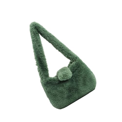CLISPEED Plüsch Handtasche Damen Single Shoulder Bag Modisch Große Kapazität Freizeit Umhängetasche Grün für Alltag Shopping Party Camping von CLISPEED