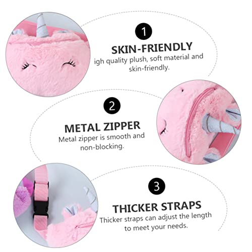 CLISPEED Plüsch Hüfttasche Verstellbar Cartoon Einhorn Brustbeutel Mädchen Umhängetasche Niedlich Rosa für Kleinkinder und Schule von CLISPEED