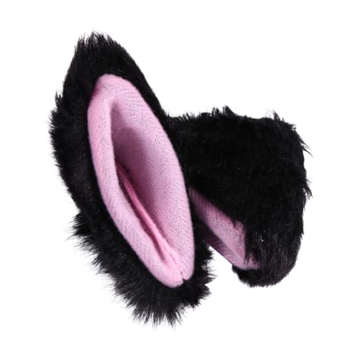 CLISPEED Plüsch Katzenohren Haarklammer Weiche Cosplay Haarclip für Mädchen Schwarz rosa Niedlicher Kopfschmuck für Halloween Fasching Kostüm Party von CLISPEED