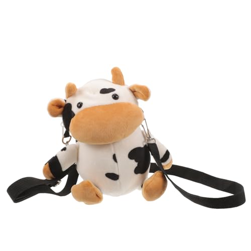 CLISPEED Plüsch Kuh Umhängetasche Mädchen Kuscheltier Crossbody Bag Sanft Leicht Vielseitig Schultertasche für Alltag Party Reise von CLISPEED