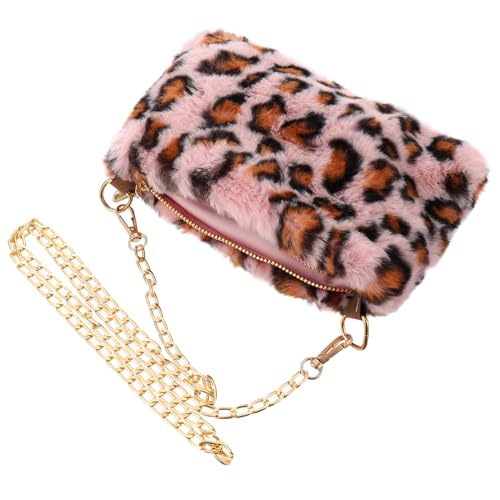 CLISPEED Plüsch Leopard Crossbody Bag Damen Kleine Umhängetasche Stylisch Leopard Muster Schultertasche für Party Alltag Langlebig und Modisch von CLISPEED