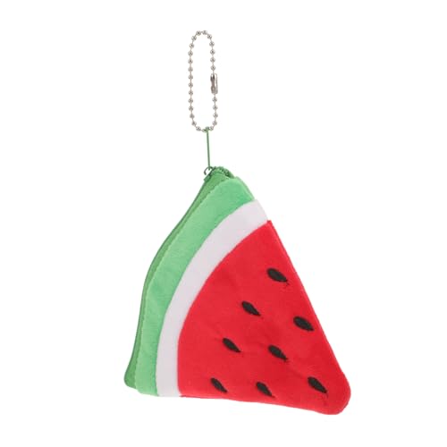 CLISPEED Plüsch Schlüsselanhänger Geldbörse Wassermelonen Form Mini Münzfach Portemonnaie Damen Weiches Kuschelmaterial Tragbar mit Reißverschluss Süßes Accessoire für Alltag und Geschenk von CLISPEED
