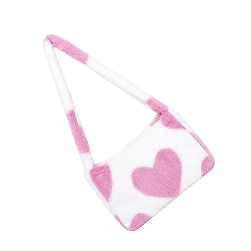 CLISPEED Plüsch Single shoulder Bag Damen Umhängetasche mit Cloud herz Design Leichte Freizeit Beuteltasche für Frauen Vielseitig Tragbar als Schulter Handtasche Modisch und Bequem für von CLISPEED