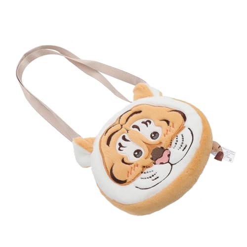 CLISPEED Plüsch Tiger Umhängetasche Schultertasche Kreative Tierform Kleines Geschenk Mädchen Messenger Bag für Schlüssel Münzen Alltag von CLISPEED