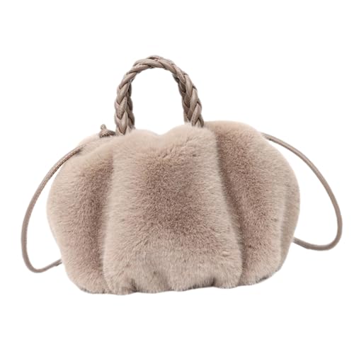 CLISPEED Plüsch Umhängetasche Damen Crossbody Bag mit Verstellbarem Schulterriemen Leichte Kleine Tasche für Alltag Party und Reisen Modisches Accessoire in Khaki für Frauen von CLISPEED