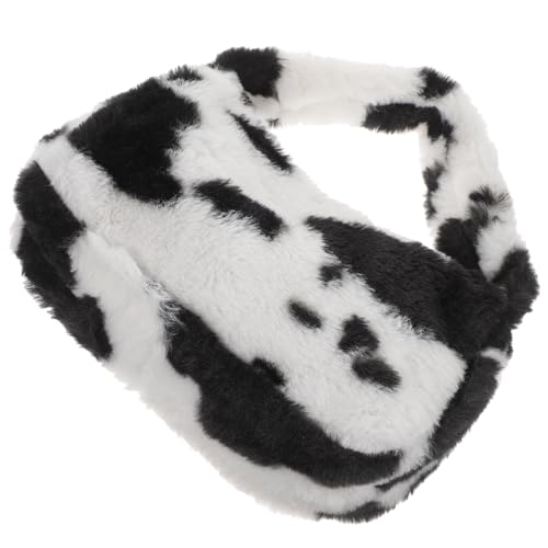 CLISPEED Handtasche Mit Kuhmuster Aus Plüsch Für Damen Freizeit Und Party Geeignet Für Kleingeld Lippenstift Und Schlüssel Langlebig Und Praktisch von CLISPEED