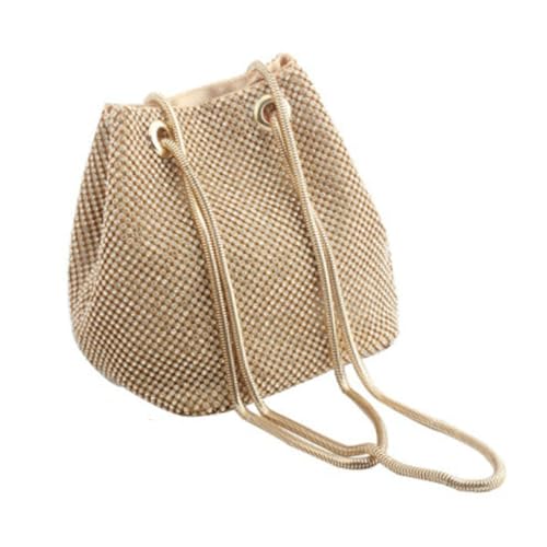 CLISPEED Polyester Schultertasche Damen Handtasche mit Strasssteinen Goldene Stilvolle Bucket Bag Modische Clutch für Abendveranstaltungen für Freundin und Kollegen CLISPEED Polyester Schultertasche Damen Handtasche mit Strasssteinen Goldene Stilvolle Bucket Bag Modische Clutch für Abendveranstaltungen für Freundin und Kollegen von CLISPEED
