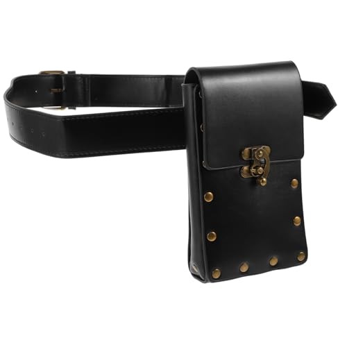 CLISPEED Praktische PU Gürteltasche Damen Verstellbar Modische Waist Pouch für Reisen Sport Alltag Punk Stil Mini Bauchtasche für Geldbörse Lippenstift Schlüssel von CLISPEED