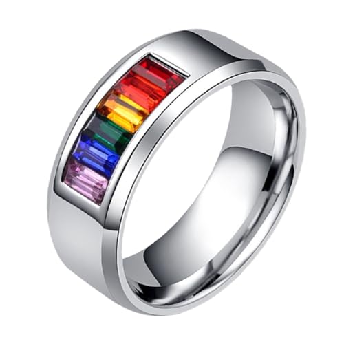 CLISPEED Pride Ring Regenbogenflagge Langlebiger Finger Schmuck Unisex Partner Ring Modisch für Alltag Party und Besondere Anlässe Geeignet von CLISPEED