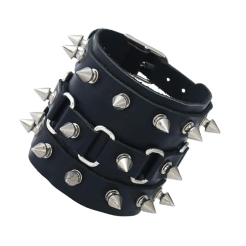 CLISPEED Punk Herren Armband aus Rindsleder mit Spitzen Nieten Stylisches Wrist Decor für Männer und Frauen Langlebiges Verstellbares Lederarmband Jahre Stil Robustes Schmuckaccessoire von CLISPEED