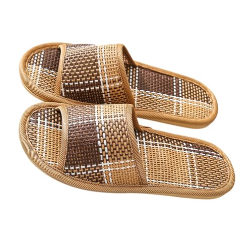 CLISPEED Rattan Geflochtene Hausschuhe Leicht Sommerliche Mute Slippers Atmungsaktiv Bequem Für Zuhause Innenbereich von CLISPEED