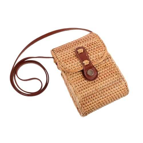 CLISPEED Rattan Umhängetasche Damen Sommer Geflochtene Crossbody Bag Leicht Umweltfreundlich Für Strand Party Shopping Alltag von CLISPEED