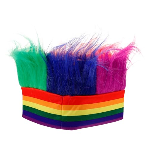 CLISPEED Regenbogen Party Hut mit Perücke Verstellbare Kopfbedeckung für Pride Parade Karneval und Festlichkeiten Langlebig und für Männer und Frauen Geeignet von CLISPEED