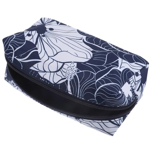 CLISPEED Reise Kosmetiktasche Große Kapazität für Damen Multifunktionale Schminktasche mit Reißverschluss für Makeup und Kleine Gegenstände Blauer Lotusdruck von CLISPEED