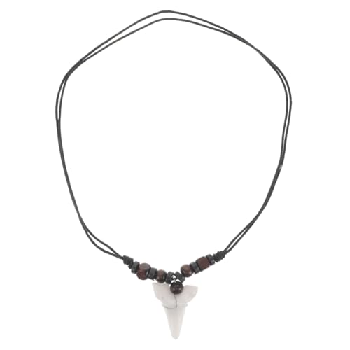 CLISPEED Haifischzahn Halskette Mit Anhänger Bohemian Stil Handgefertigt Natürliche Holzperlen Für Herren Und Damen Strandliebhaber von CLISPEED