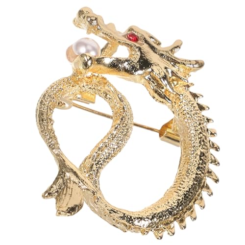 CLISPEED Retro Dragon Brosche Broschennadel Tierkreis Anstecknadel Brosche Drachen Form Dekorationen Für Sie Tier Brosche Broschenstifte Brosche Im Chinesischen Stil Golden Legierung von CLISPEED