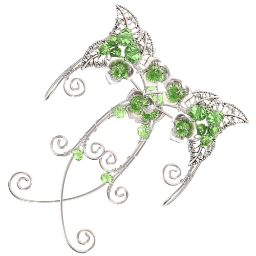 CLISPEED Retro Grüne Fairy Ohrclips Handgefertigt Langlebig Ohrmanschetten Damen Ohrschmuck für Partys Kostüme Mystischer Stil von CLISPEED