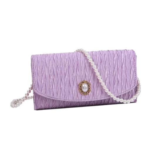 CLISPEED Retro Kosmetiktasche Damen Stilvolle Kleine Umhängetasche aus Seidigem PU Material Vintage Falten Design Edle Handtasche für Party Reise und Alltag von CLISPEED