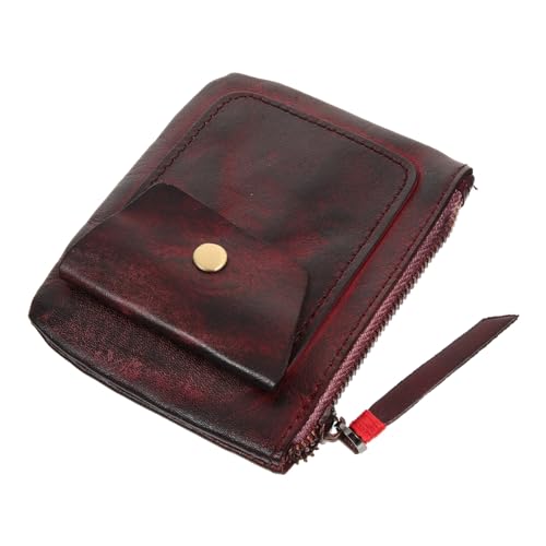CLISPEED Retro Münzbörse aus Pflanzlich Gegerbtem Multifunktionale Mini Kleingeldbörse Handliche Reise Etui für Ohrhörer Kleines Portemonnaie für Damen und Herren Stilvoller Geldbeutel von CLISPEED