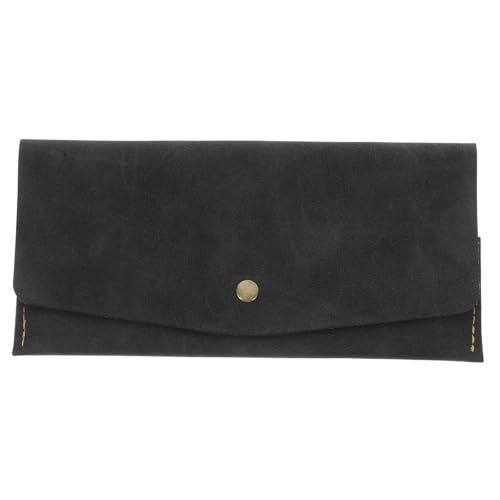 CLISPEED Retro PU Kunstleder Geldbörse Kompakt Vielseitig mit Mehreren Kartenfächern für Damen und Herren Praktischer Geldbeutel mit Druckknopfverschluss Schwarzer Kreditkartenorganizer von CLISPEED
