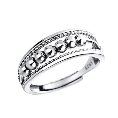 CLISPEED Retro Ring Damen Herren Vintage Wellenpunkt Perlen Schmuck Verstellbar Partner Finger Schmuck für Alltag Party Geburtstag von CLISPEED