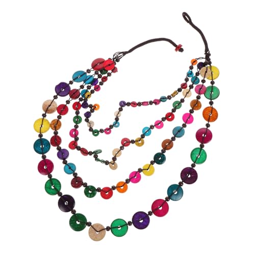 CLISPEED Retro Stil Handgefertigte Kokosnussschalen Halskette Gewebte Holzperlen Bequemer Sitz Strapazierfähiges Naturmaterial Modischer Schmuck für Strandpartys und Alltag Unisex von CLISPEED