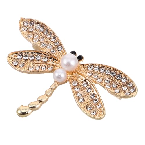 CLISPEED Retro Strass Libellen Brosche mit Perlen Pin Damen Schmuck Vintage Anstecker für Kleidung und Schal Stilvolle Modeaccessoires von CLISPEED
