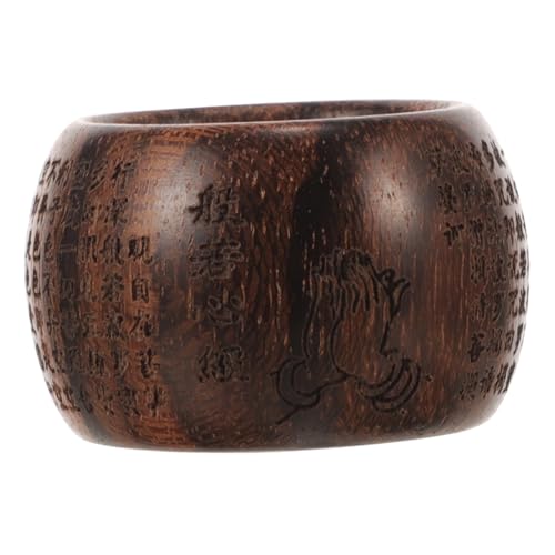 CLISPEED Retro Tiger Stripe Buddhismus Holz Fingerring Daumenring Herren Accessoire mit Prajnaparamita Gravur Leicht Langlebig Modisch für Alltag Party und von CLISPEED