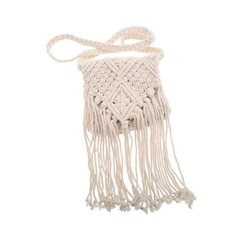 CLISPEED Retro Umhängetasche Damen Baumwolle Quaste Schultertasche Große Kapazität Vintage Geflochtene Sling Bag Komfortabel Langlebig Alltag Freizeit von CLISPEED
