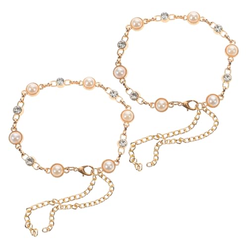 CLISPEED Rhinestone Fußkettchen mit Perlen und Kristallen Schmuck Schuhriemen für Damen Abnehmbare High Heel Ketten Modische Komfortable Fußdekoration für Partys und Hochzeiten von CLISPEED