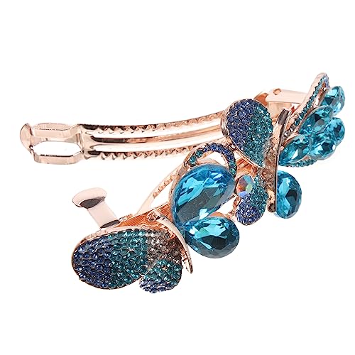 CLISPEED Rhinestone Haarklammer Metall Frühlingsclip Schleifen Haarschmuck Damen Haarnadel für Alltag und Langlebig Glänzend Einfach zu Tragen Modisch Blau von CLISPEED