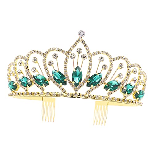 CLISPEED Rhinestone Kristallkrone für Braut Goldene Tiara Haarschmuck Leichtes Crown Design für Mädchen Kopfbedeckung für Hochzeit Geburtstag und Polterabend von CLISPEED
