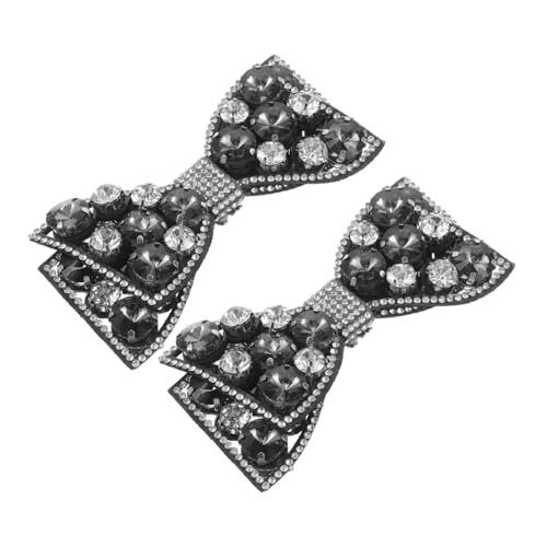 CLISPEED Rhinestone Schleifen Schuhclips Schwarz Strass Schuhschmuck Abnehmbare Metall Dekoration Damen Hochzeit Party Schuhzubehör Glänzende Schleifenform Zubehör von CLISPEED