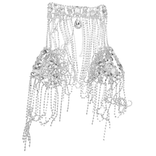 CLISPEED Rhinestone Schulterkette mit Quasten Verstellbare Glitzernde Körperkette für Frauen Vielseitiger Brautschmuck für Hochzeiten Partys und Besondere Anlässe Eleganter Strass-schal von CLISPEED
