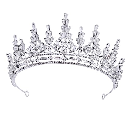 CLISPEED Rhinestone Tiara Brautkrone Haarschmuck Silber Strass Prinzessin Damen Kopfschmuck Hochzeit Party Fest von CLISPEED