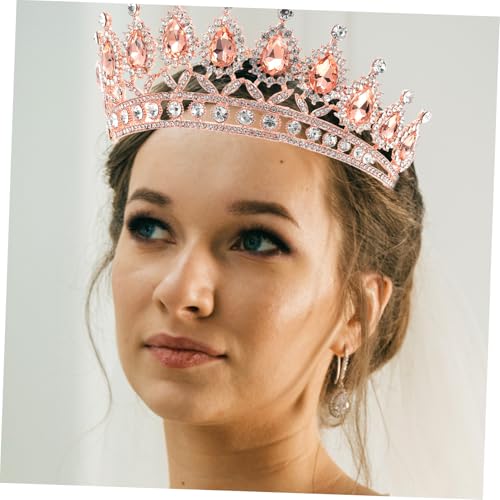 CLISPEED Rhinestone Tiara Retro Brautkrone mit Barock Wassertröpfchen Design für Frauen und Mädchen Leicht und Langlebig Hochzeit Party und Geburtstags Kopfbedeckung in Roségold von CLISPEED